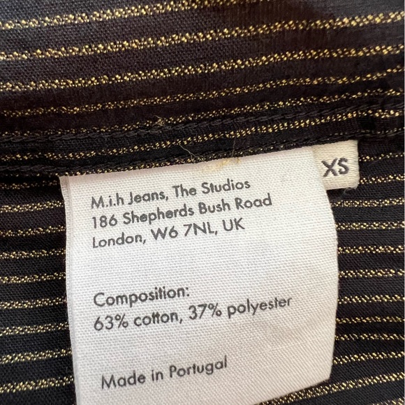 M.i.h. Jeans Women cover up long dress Shirt XS Stripe Black & Gold Pre-owned - Picture 10 of 10